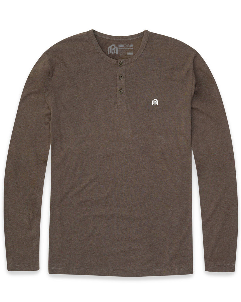 Long Sleeve Henley Tee - Branded-Brown-Front