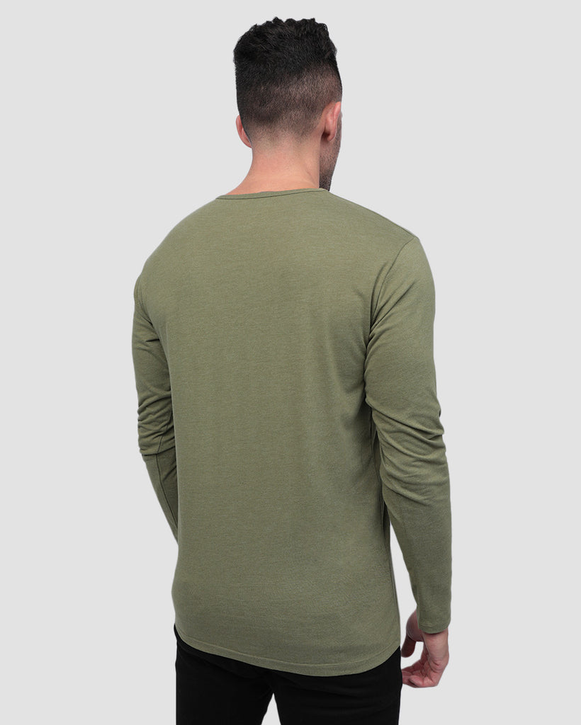 Long Sleeve Henley Tee - Non-Branded-Back-Olive Green--Zach---L