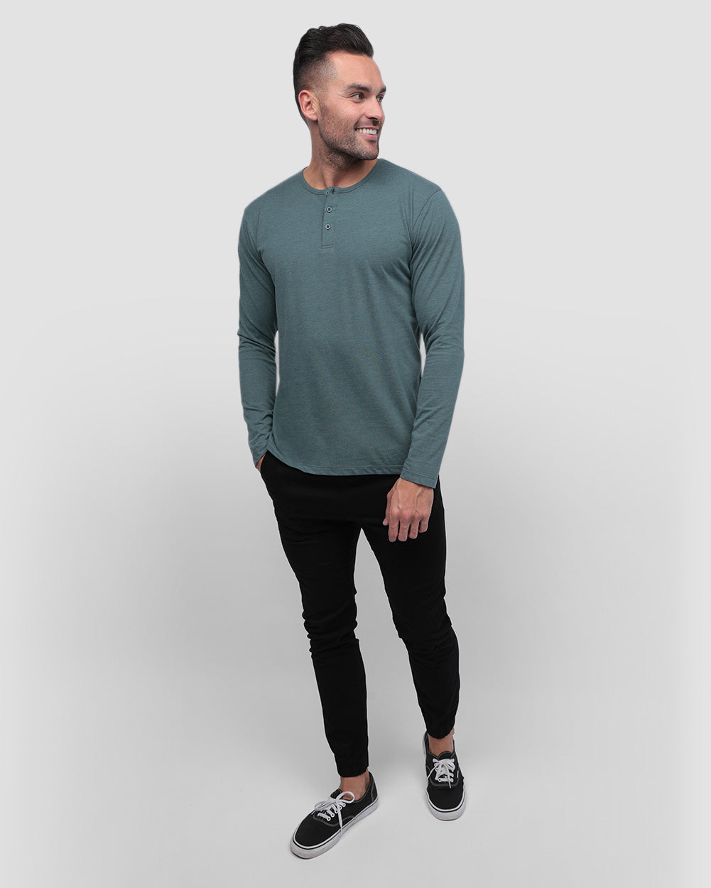 Long Sleeve Henley Tee - Non-Branded-Indigo-Full--Zach---L