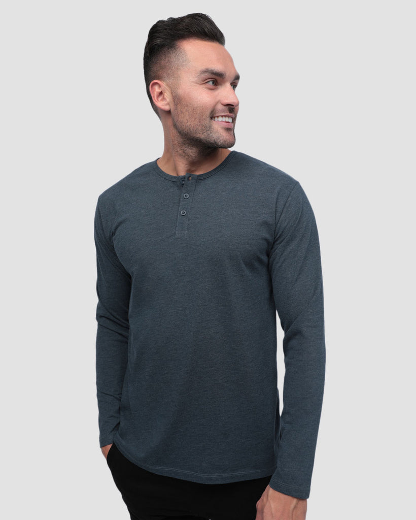 Long Sleeve Henley Tee - Non-Branded-Navy-Front--Zach---L