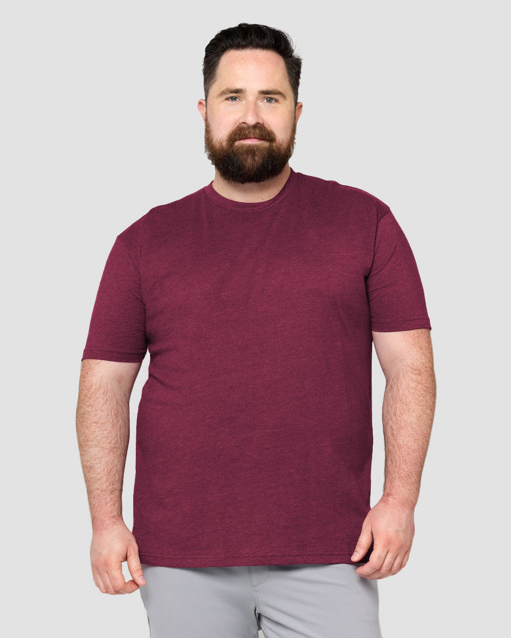 Basic Tee - Non-Branded-Heather Maroon-Front--Ross---2XL-Regular