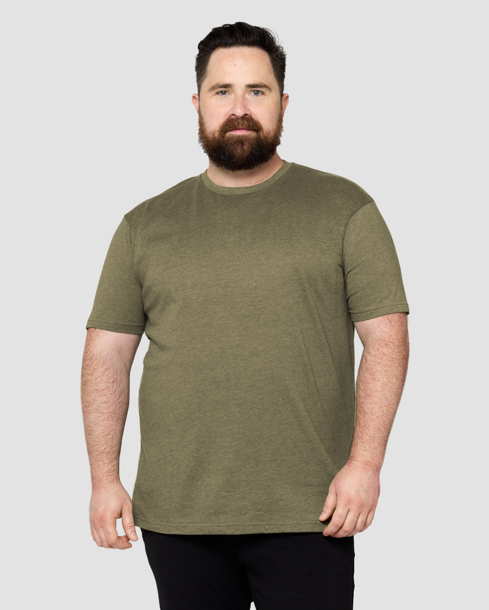 Basic Tee - Non-Branded-Olive Green-Front--Ross---2XL-Regular