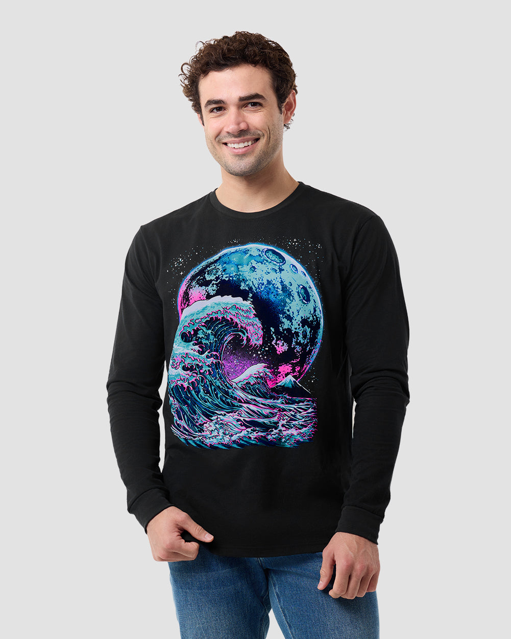 Tidal Surge Glow-in-the-Dark Long Sleeve Tee-Black-Full-Regular--Model---L