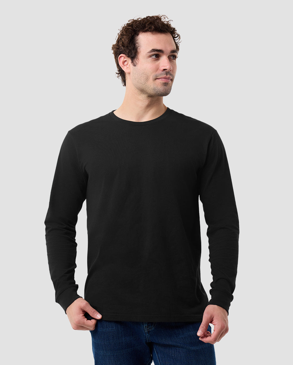 Long Sleeve Tee - Non-Branded-Regular-Black-Front--Model---L