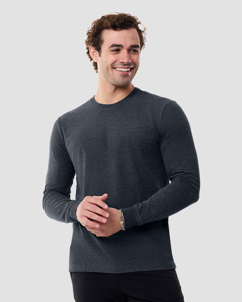 Essential Long Sleeve Tee-Charcoal-Front--Chase---L