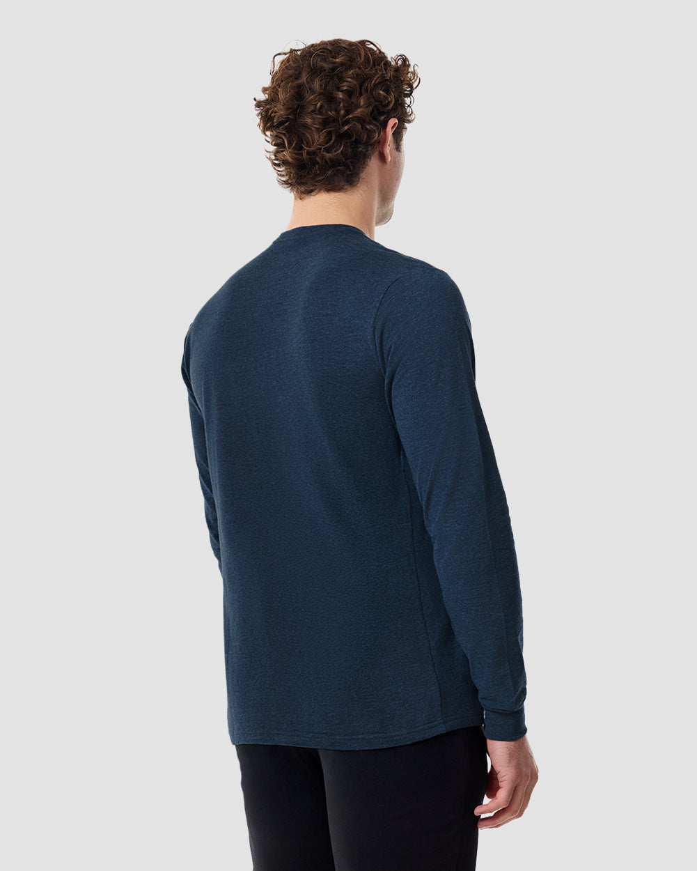 Long Sleeve Tee - Non-Branded-Navy-Back-Regular--Model---L