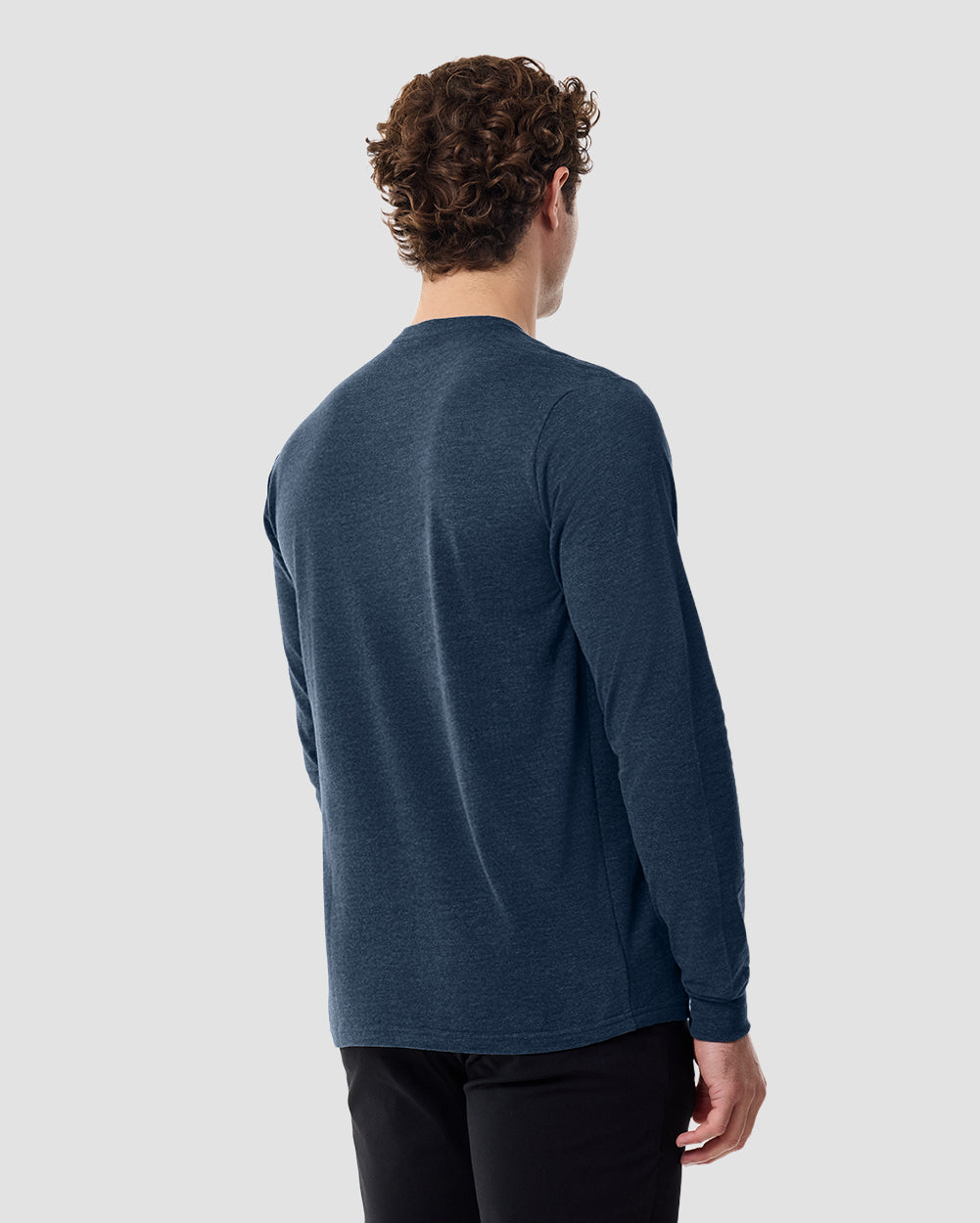 Long Sleeve Tee - Non-Branded-Navy-Back-Regular--Model---L