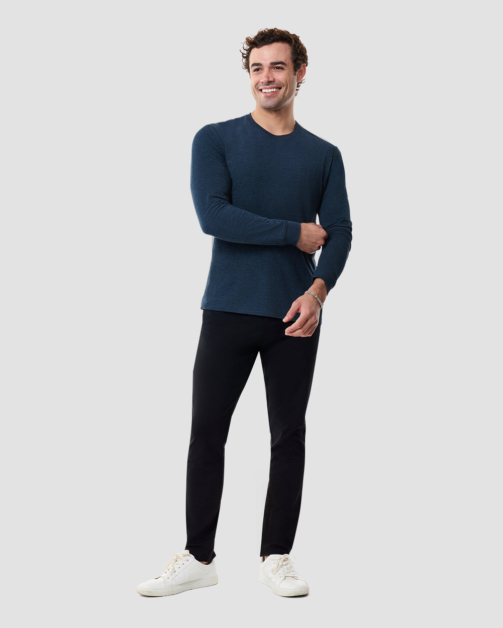 Long Sleeve Tee - Non-Branded-Navy-Full-Regular--Model---L