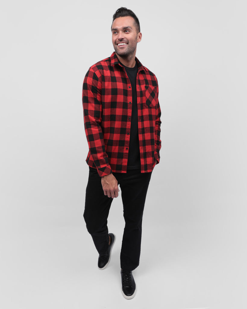 Long Sleeve Flannel-Checker Black/Red-Full2--Zach---L