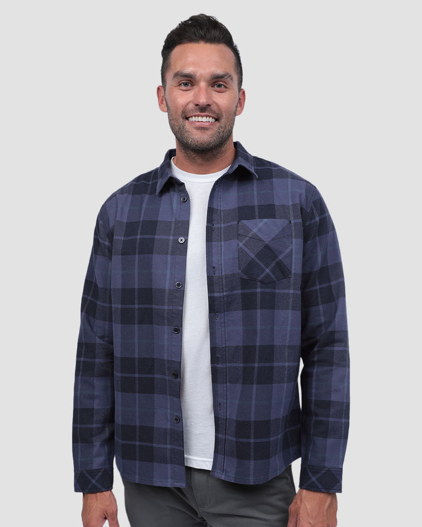 Long Sleeve Flannel-Plaid Navy-Front2--Zach---L