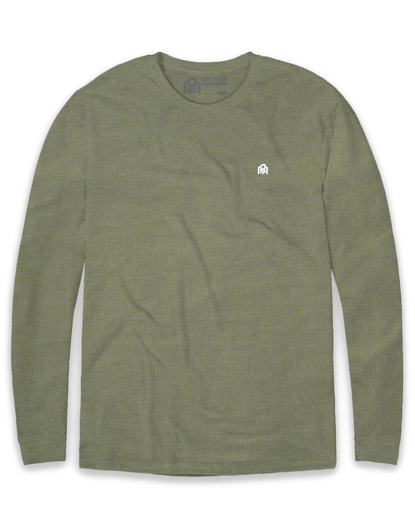 Basic Long Sleeve Tee-Olive Green-Front