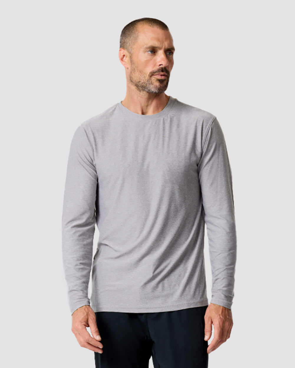 Long Sleeve Active Tee - Non-Branded-Grey-Regular-Front--Model---L