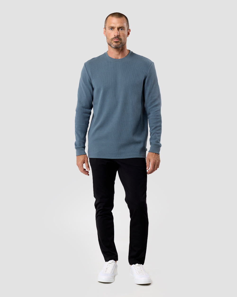 Long Sleeve Waffle Knit Crew - Non-Branded-Indigo-Regular-Full--Zac---L