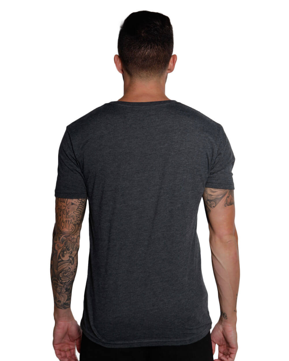V-Neck Tee - Non-Branded-Charcoal-Back--Model---M-Regular