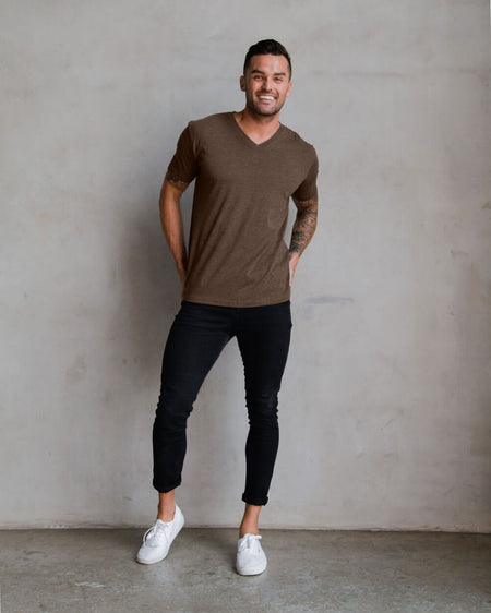 V-Neck Tee - Non-Branded-Brown-Regular-Full--Zach---L