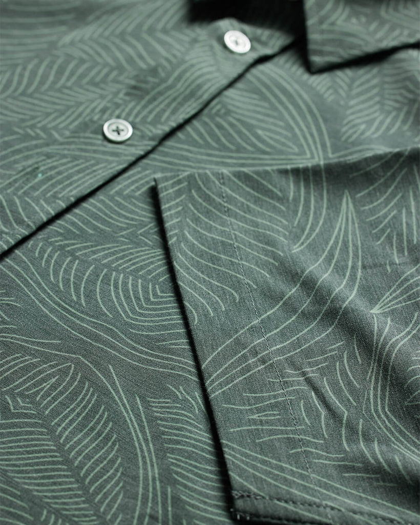 Relaxed Button Up - Non-Branded-Green Leaf-Regular-Detail--Alex---M