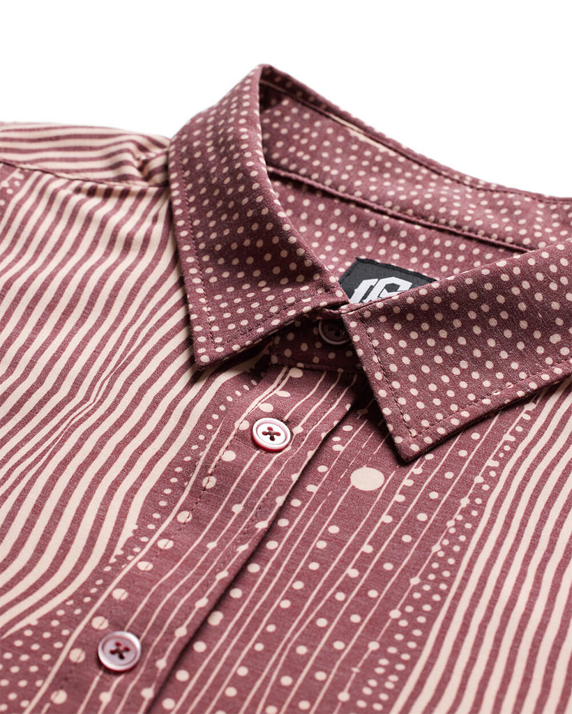 Relaxed Button Up - Non-Branded-Maroon Stripe Dot-Regular-Detail 3--Alex---M