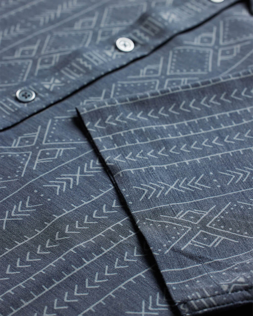 Relaxed Button Up - Non-Branded-Navy Tribal-Regular-Detail--Alex---M