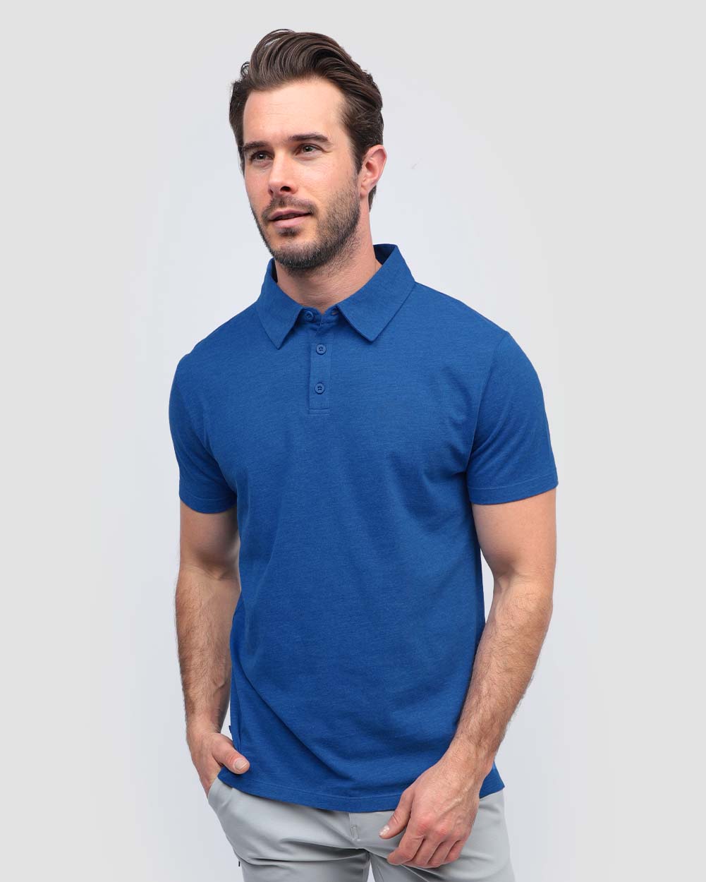Polo - Non-Branded-Royal Blue-Front--Alex---M-Regular
