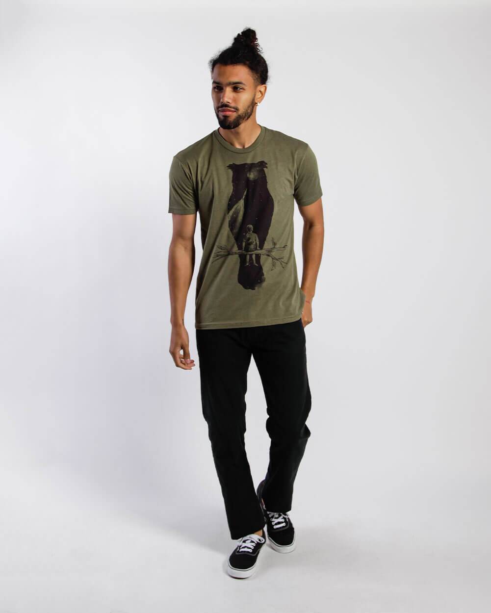 Dreamer Tee-Military Green-Regular-Full--Model---L