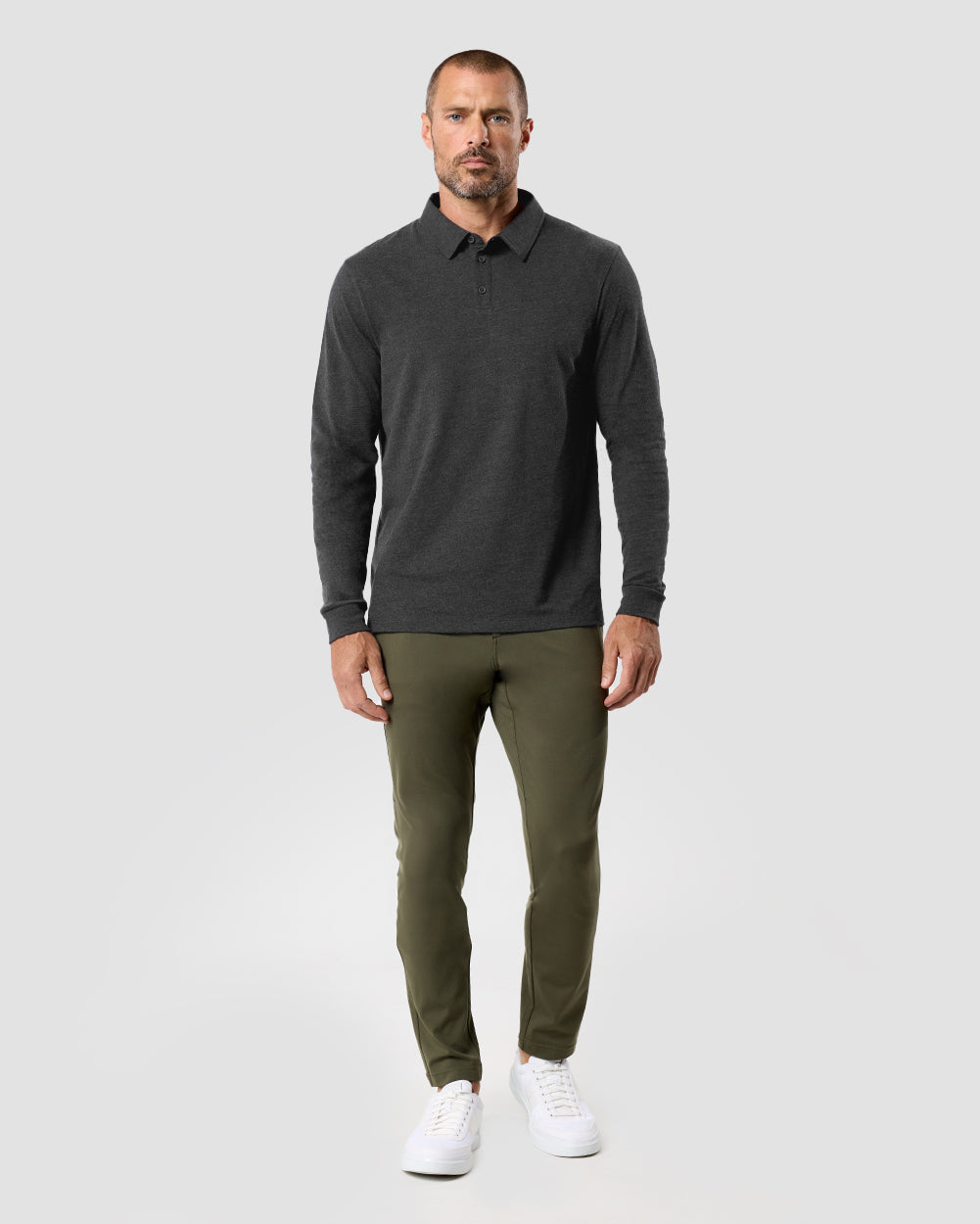 Long Sleeve Polo - Non-Branded-Charcoal-Regular-Full--Zac---L