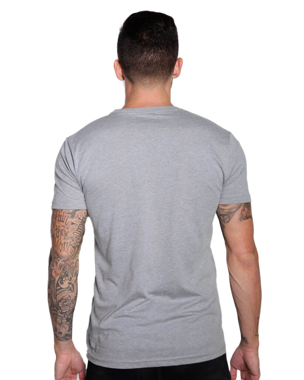 V-Neck Tee - Non-Branded-Grey-Back--Model---M-Regular