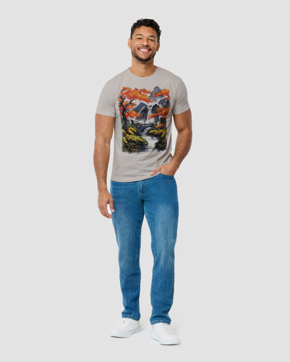 Misty Falls Tee-Ivory-Regular-Full--Model---L