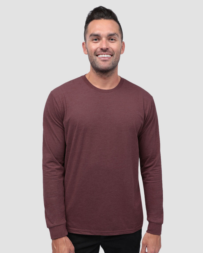 Essential Long Sleeve Tee-Maroon-Front--Zach---L