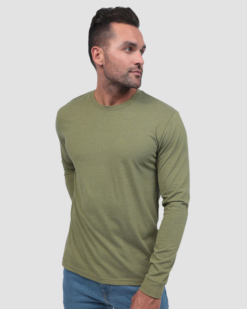 Essential Long Sleeve Tee-Olive Green-Front--Zach---L