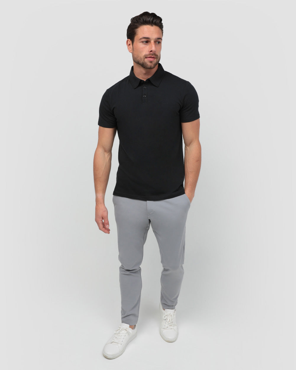 Polo - Non-Branded-Black-Full--Model---M-Regular