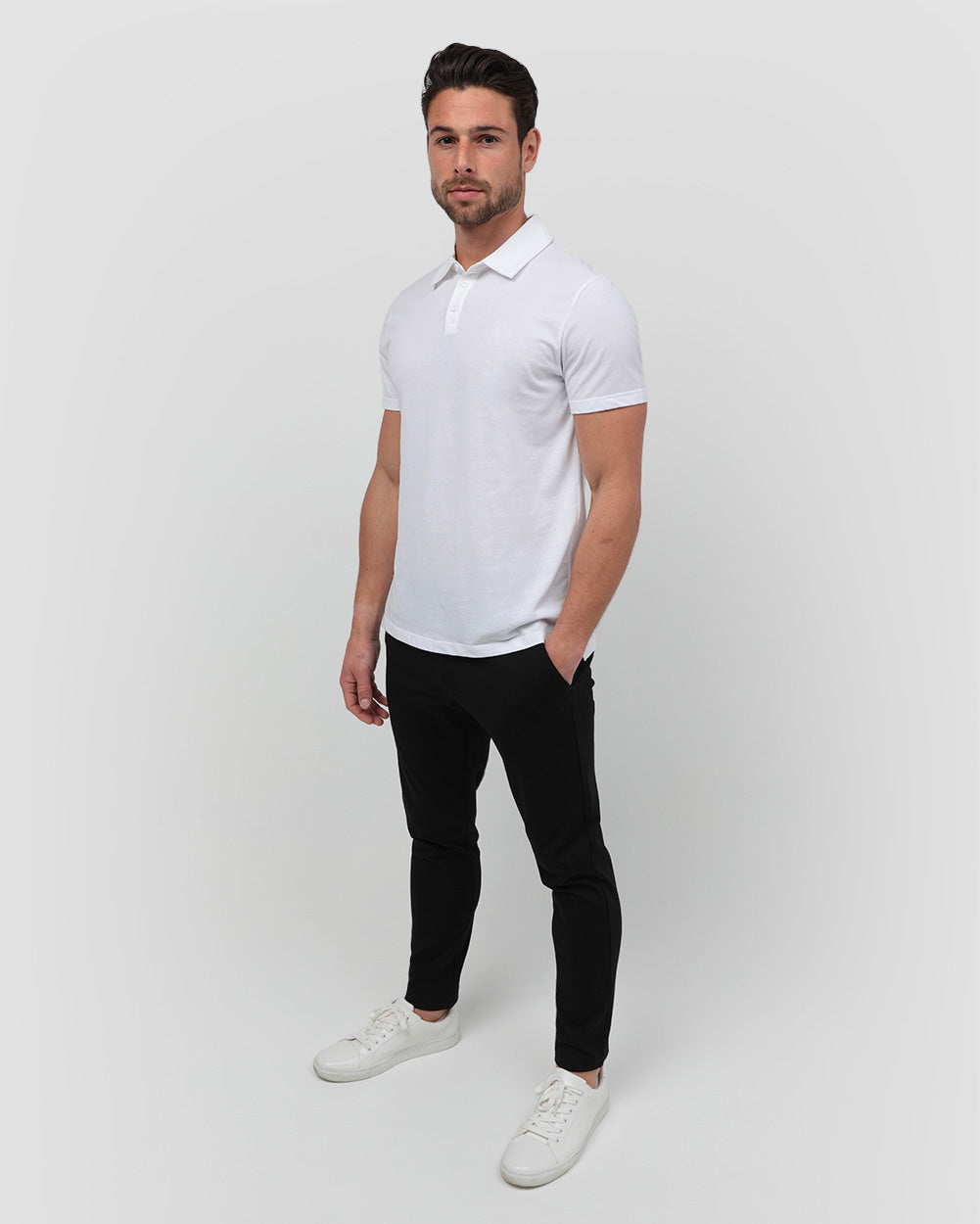 Polo - Non-Branded-White-Full--Model---M-Regular
