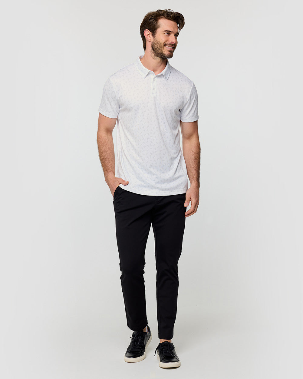 Performance Polo - Non-Branded-White Dashes-Regular-Full--Alex---M
