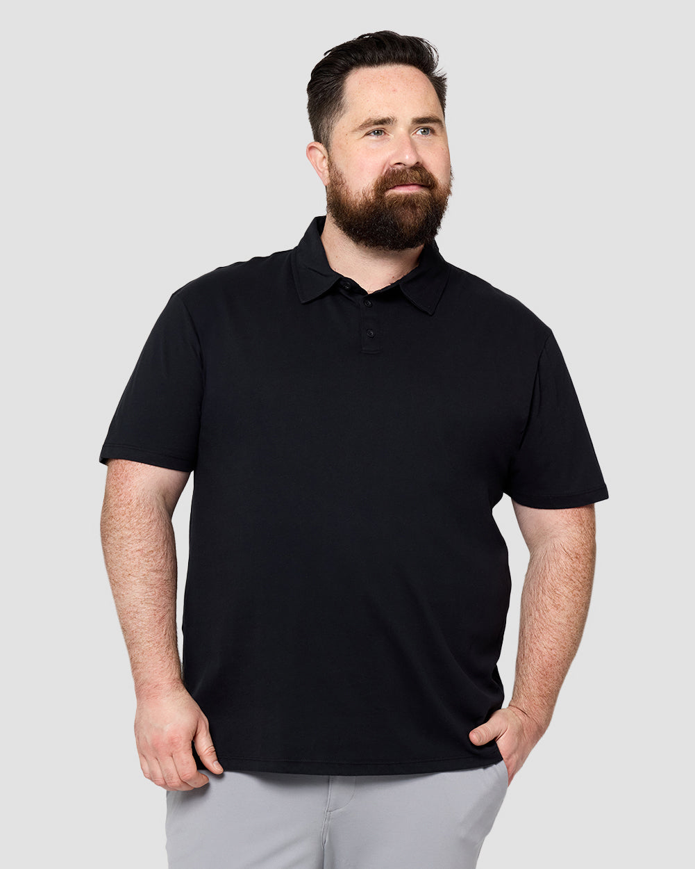 Polo - Non-Branded-Black-Front--Ross---2XL-Regular