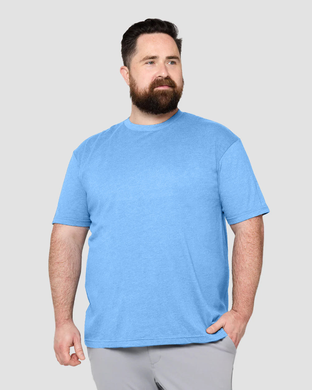Basic Tee - Non-Branded-Heather Columbia Blue-Front--Ross---2XL-Regular
