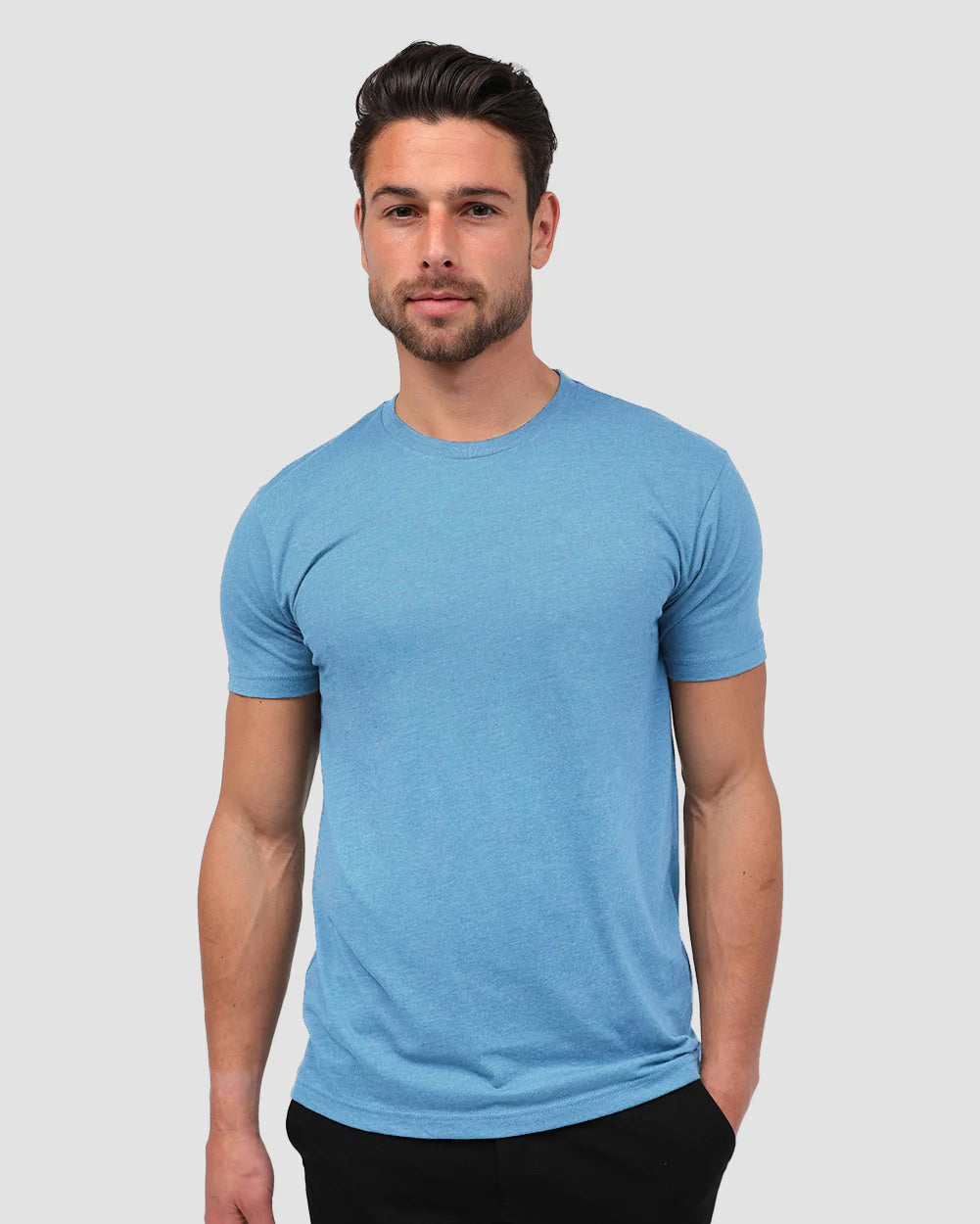 Basic Tee - Non-Branded-Heather Columbia Blue-Front--Tom---M-Regular