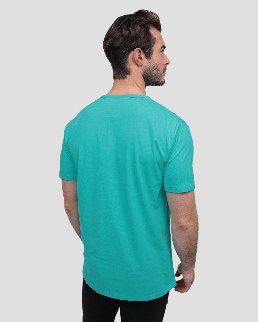 Henley Tee - Non-Branded-Tahiti Blue-Regular-Back--Alex---M
