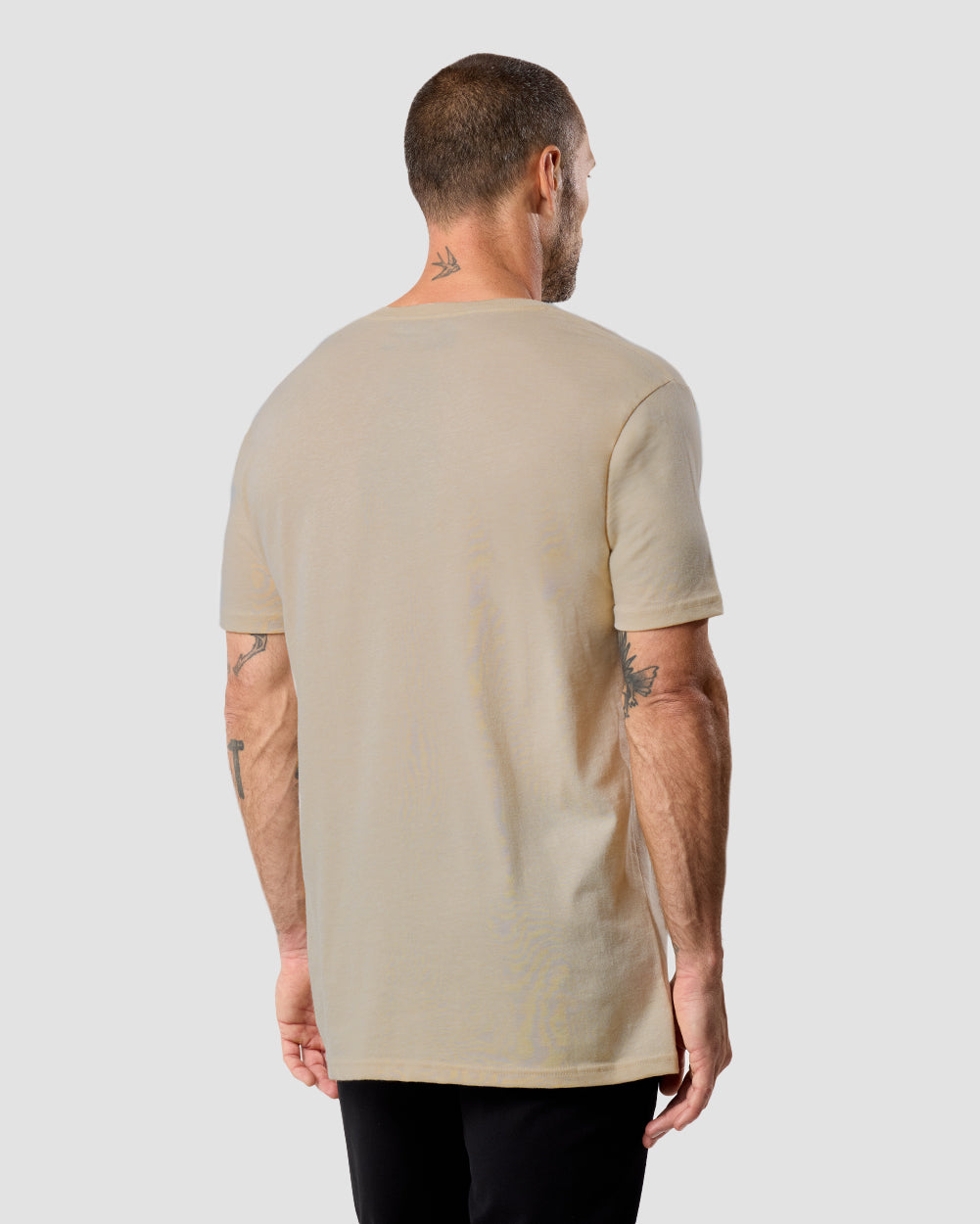 V-Neck Tee - Non-Branded-Cream-Back--Model---M-Regular