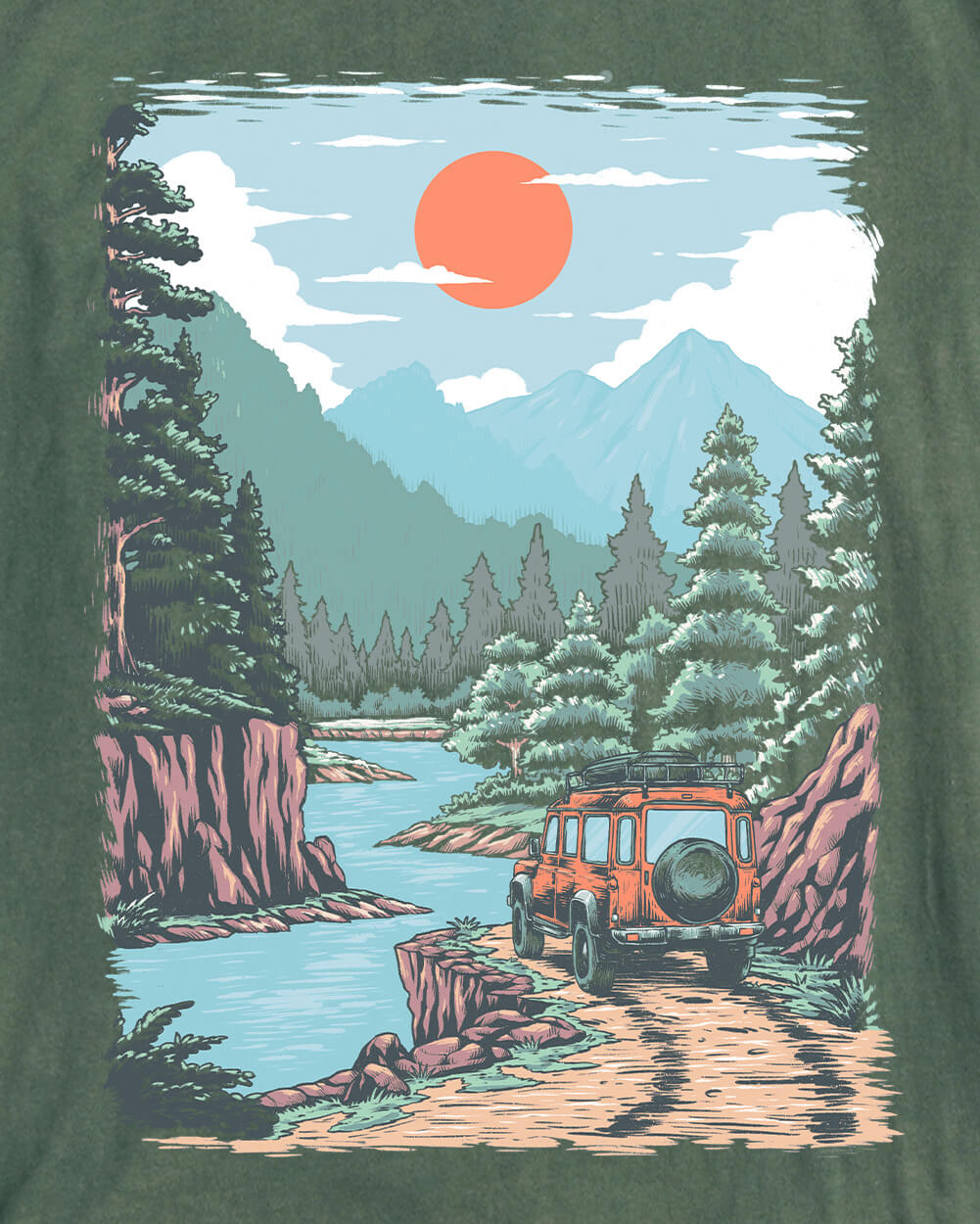 Offroad Escape Vintage Tee-Vintage Royal Pine-Swatch--Model---M-Regular