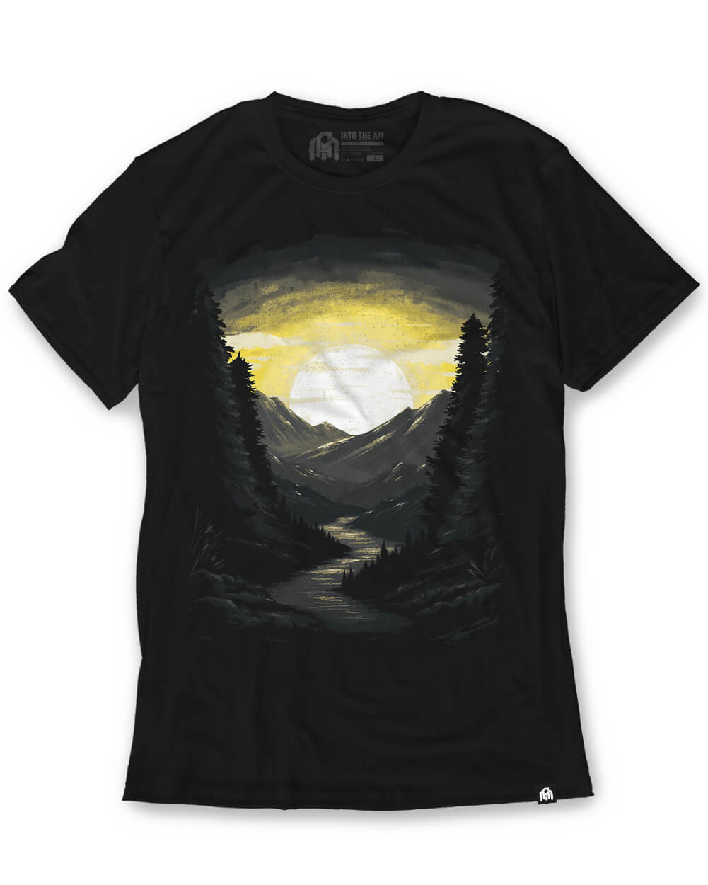 River Dawn Tee-Black-Regular-Mock--Model---L