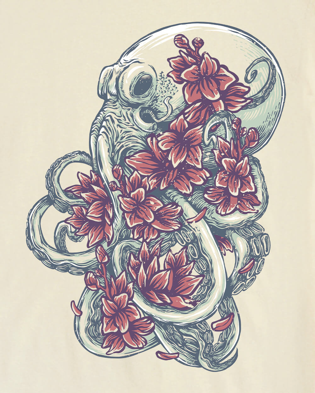 Sea Petals Vintage Tee-Vintage Natural-Regular-Swatch--Model---L