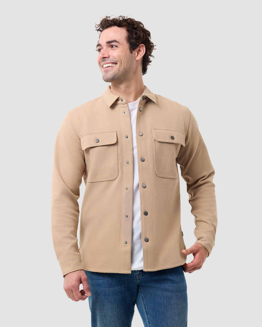 Sierra Shirt Jacket-Beige-Regular-Front--Model---L