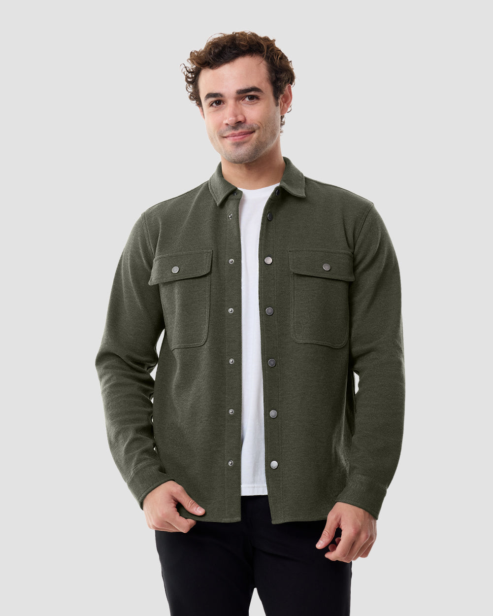 Sierra Shirt Jacket-Midnight Olive-Regular-Front--Model---M