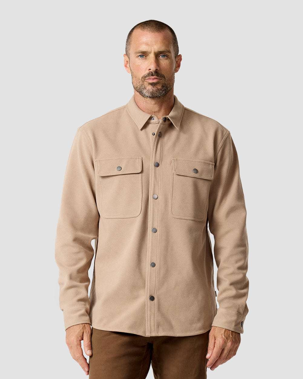Sierra Shirt Jacket-Beige-Regular-Front--Model---L