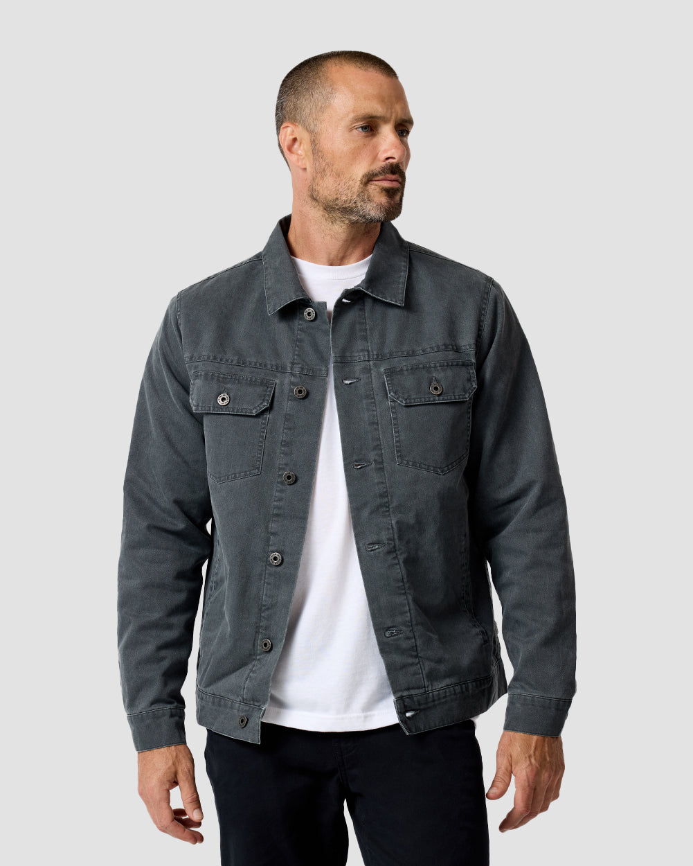 Tradesman Trucker Jacket - Non-Branded-Charcoal-Front--Zac---M