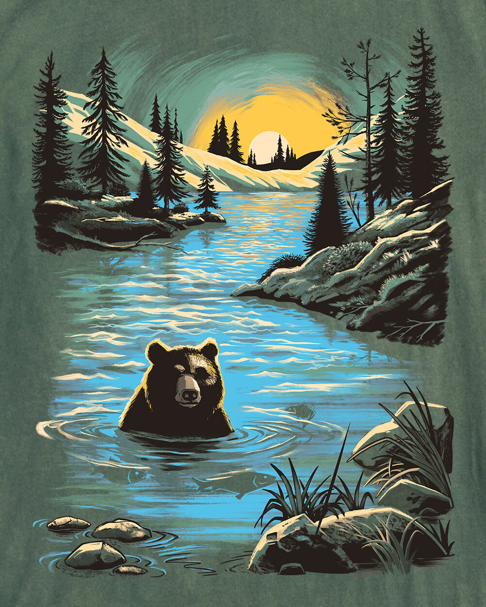 Wild Current Vintage Tee-Vintage Royal Pine-Regular-Swatch--Model---L