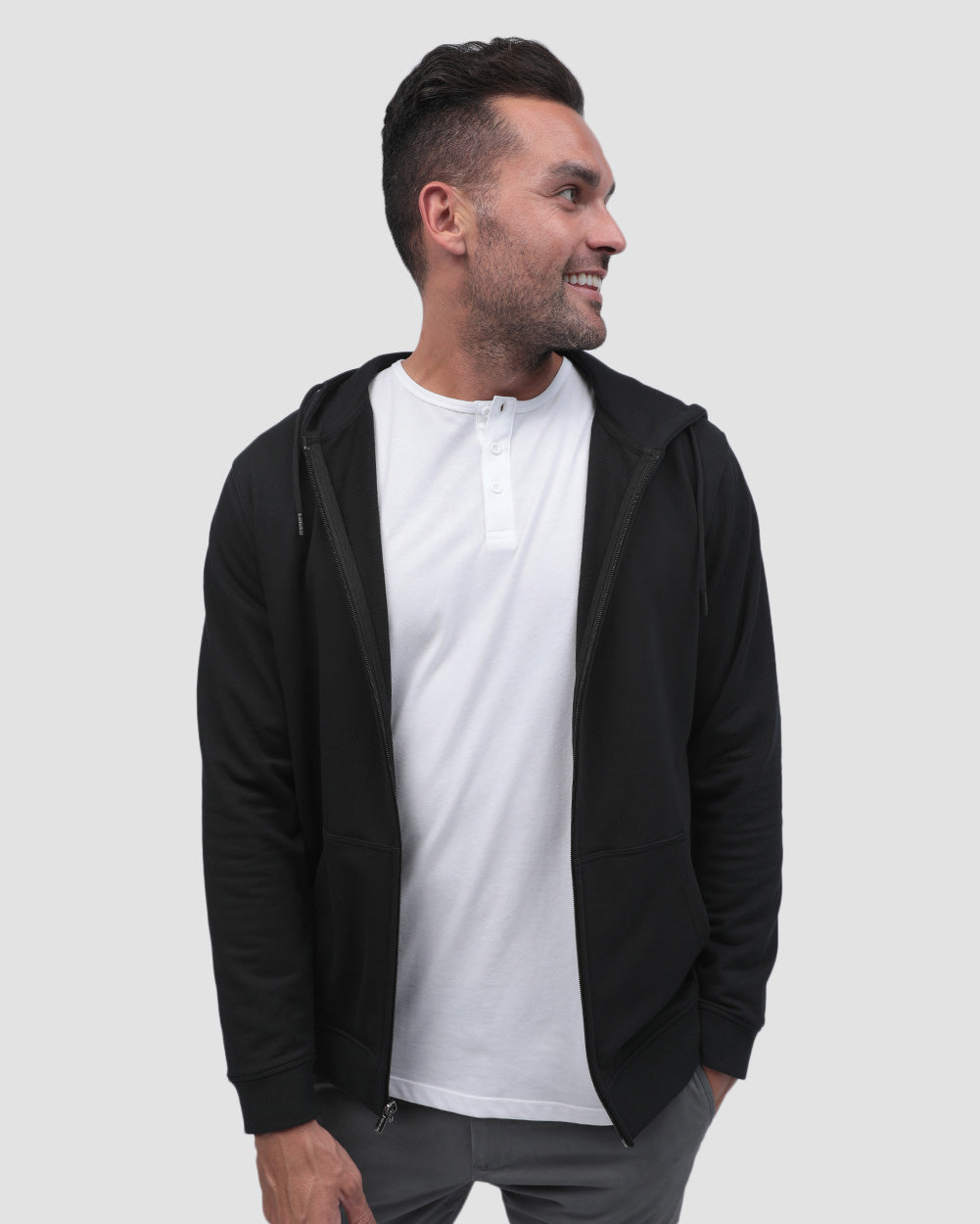 Zip-Up Hoodie - Non-Branded-Black-Front2--Zach---L