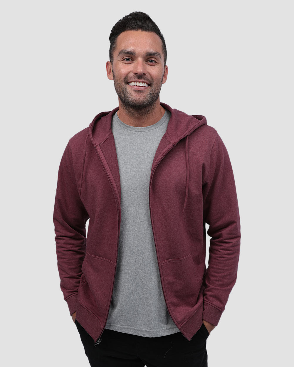 Zip-Up Hoodie - Non-Branded-Maroon-Regular-Front2--Zach---L