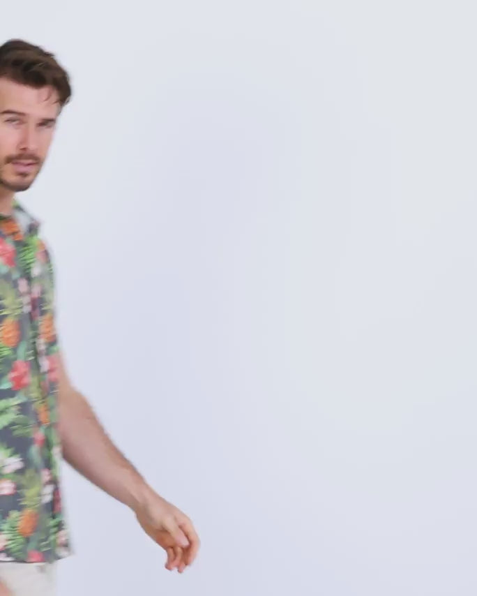 Relaxed Button Up - Non-Branded-Charcoal Pineapple-video