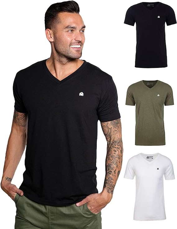 V-Neck Tee 3-Pack - Branded-Black/Olive Green/White
