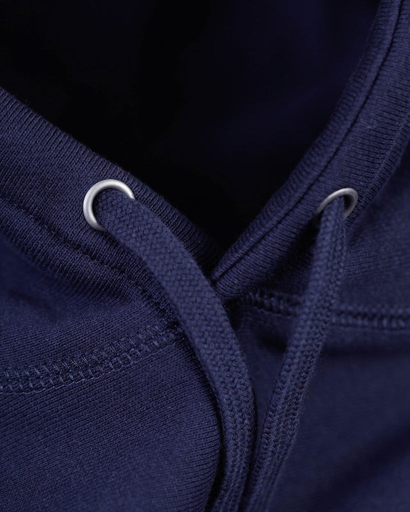 Basic Heavyweight Pullover Hoodie-Navy-Detail